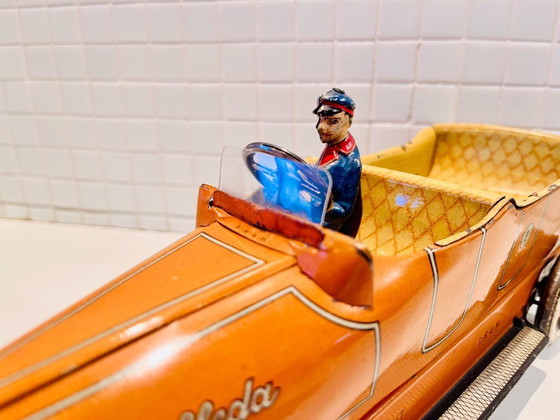 Image 1 of Voiture de tourisme décapotable Lehmann Velleda avec figurine de pilote EPL 730 1900-1910 JOUET EN FER-BLANC