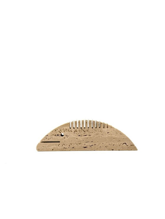 Image 1 of Brutalist travertine fish shaped desk organizer/ figure, Enzo Mari F.lli Mannelli, Italy, 1970s