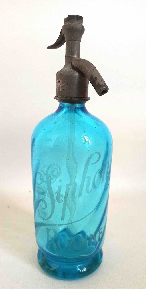 Blauwe seltzer sifon 1900 Hoogte 29,7 cm
