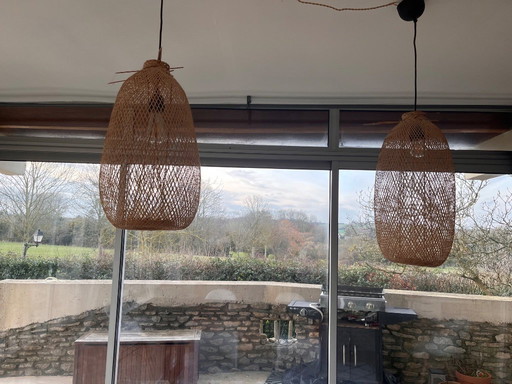2 lampade a sospensione in rattan Bloomingville
