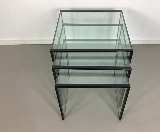 Image 1 of Set da tavola italiano Tonelli a 3 pezzi con design anni Ottanta in vetro.