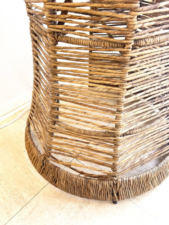 Bancone da giardino in rattan e vetro con due sgabelli - anni '70 – Set da salotto, Wicker (photo 6 of 12)