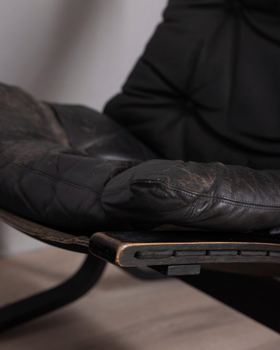 Image 1 of Een paar vintage leren fauteuils uit de jaren 70, model "Siesta", ontworpen door I. Relling voor Westnofa.