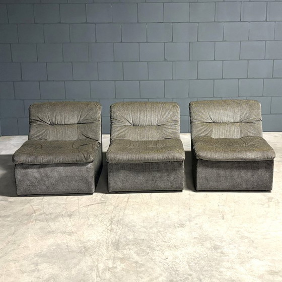 Image 1 of Modulares Sofa im Midcentury-Stil – Pepita-Samt – 1970er Jahre