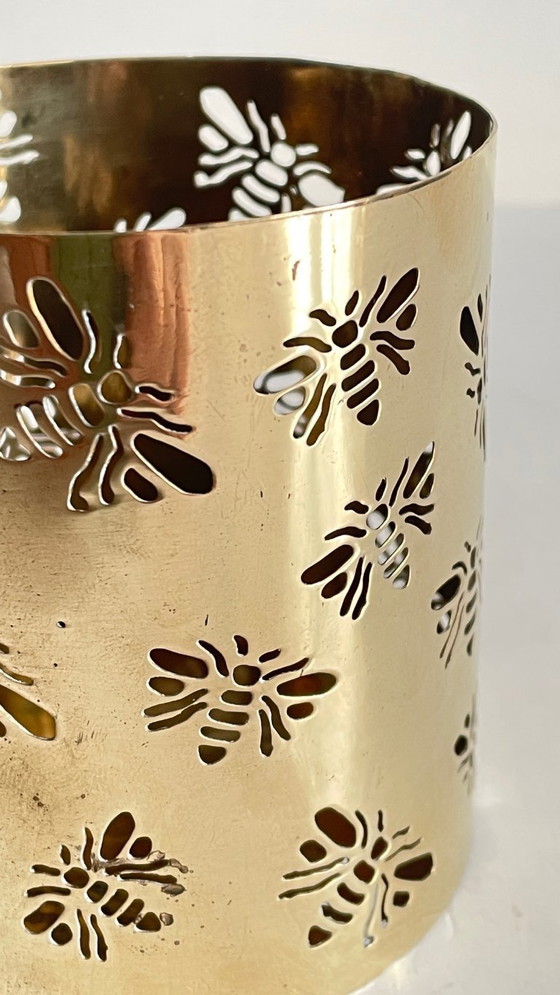 Image 1 of Messing bijen kaarsenhouder