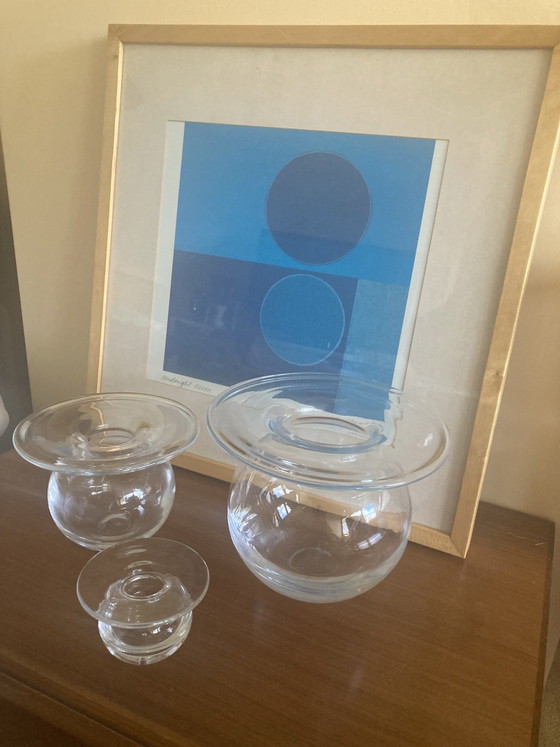 Set of 3 Saturnus Vases Nanni Still for Riihimäen Lasi., Glass, Transparent (photo 3 of 11)