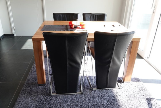 Image 1 of Dining area solid walnut with 4 Zumsteg chairs