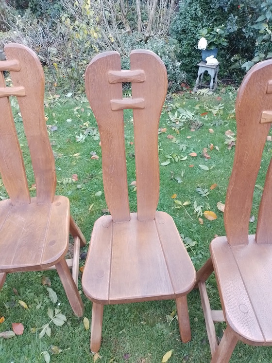 Image 1 of 4 brutalistische Stühle aus Eiche