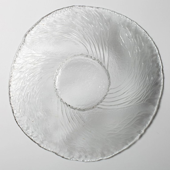 Image 1 of Mid-Century Finnish Glass Bowl / Large Forest Design Centerpiece