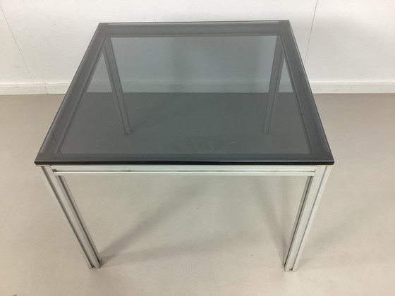 Image 1 of Vintage eighties design bijzet tafel glas en aluminium 