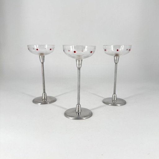 3x Verres à Liqueur Otto Wagner – August Filzamer, Vienne 1910 (Sécession)