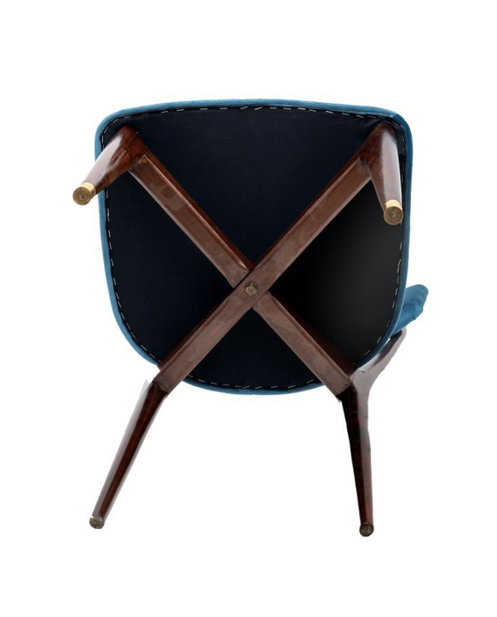 Image 1 of Ico & Luisa Parisi Rare Set of Six Mid-century Modern Velvet Dining Chairs, 50s