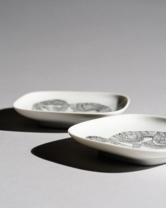 Image 1 of Rosenthal Studio-Line “Lion” Dish Set Pair of Porcelain Plates by Cuno Fischer