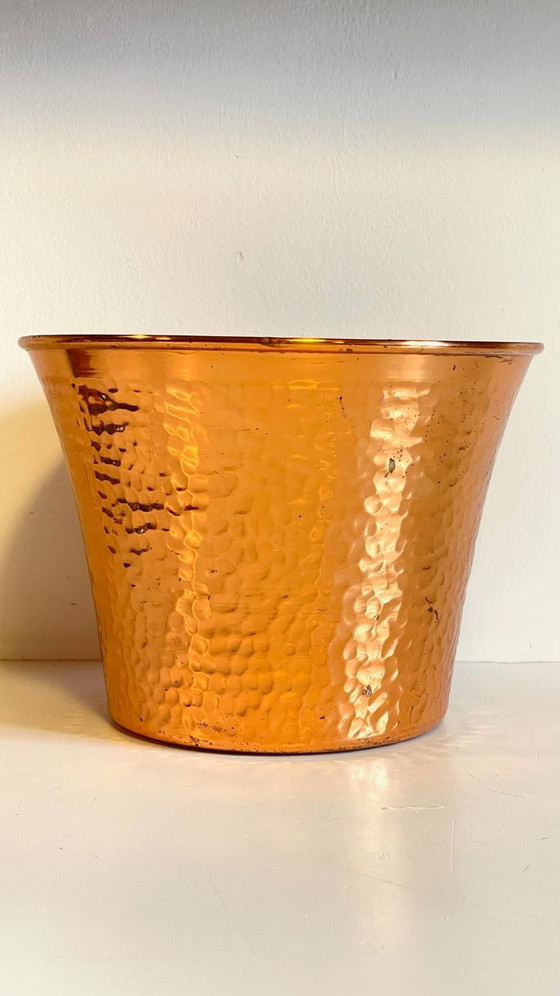 Image 1 of Hammered Copper Flowerpots, 1960s