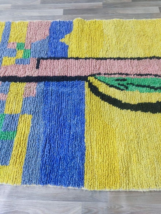 Image 1 of Alfombra tejida a mano de pura lana con coloridos diseños, 150/250 cm.