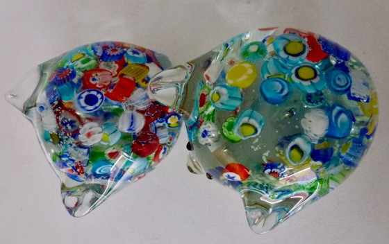 Image 1 of 2 presse-papiers en verre de Murano Millefiori en forme de cochon.