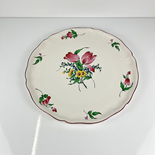 KG Lunéville taartbord, model "Straatlantaarn", tulpmotief – servies, Ceramic (photo 2 of 7)