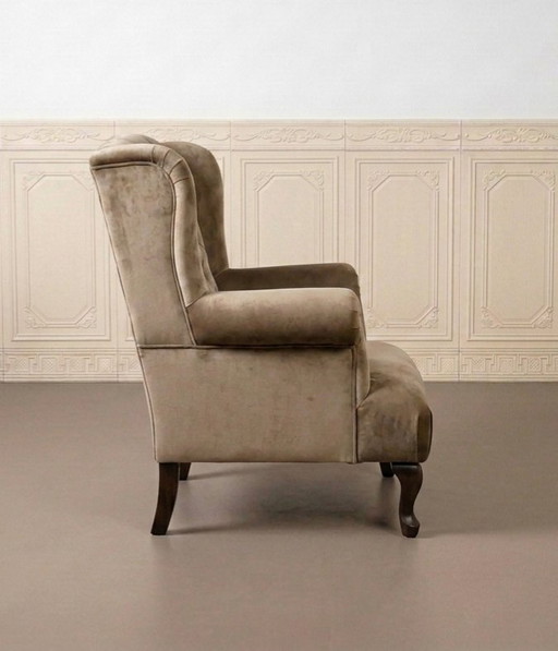 Bella Armchair NEW!! Taupe velvet - solid beech frame