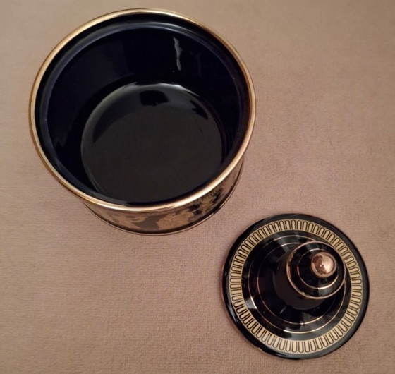 Image 1 of 24-carat gold-plated porcelain urn