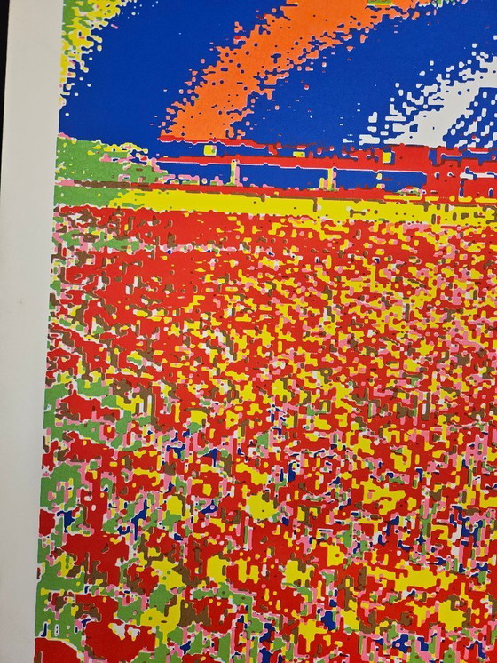 Image 1 of Zeefdruk op zwaar papier Henk van der Vet tulpenveld