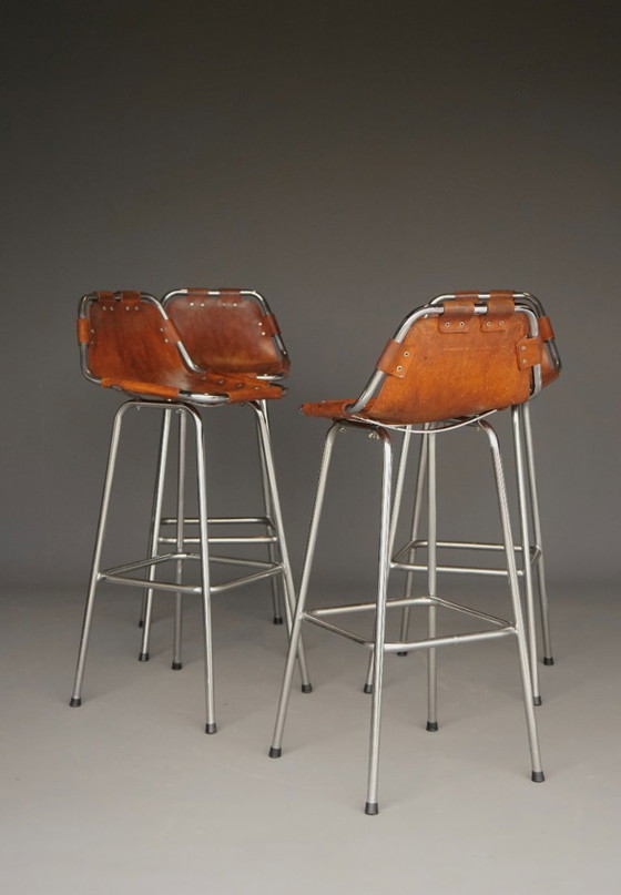 Image 1 of Sgabelli da bar attribuiti a Dal Vera per Charlotte Perriand/Les Arcs, anni '60, set di 4