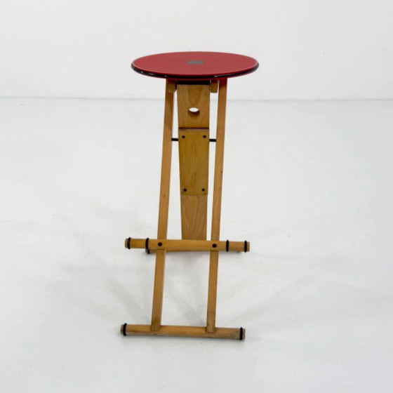 Image 1 of Red High Folding Stool from Enolinea, 1980s