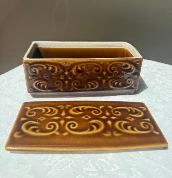 Ditmar Urbach Ceramic Vase & Box Czechoslovakia Set - Free Matching Ashtray (photo 10 of 11)