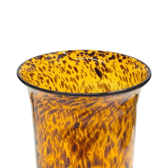 Image 1 of Schildpad glazen vaas | jaren 80 vintage mondgeblazen | Art Deco stijl