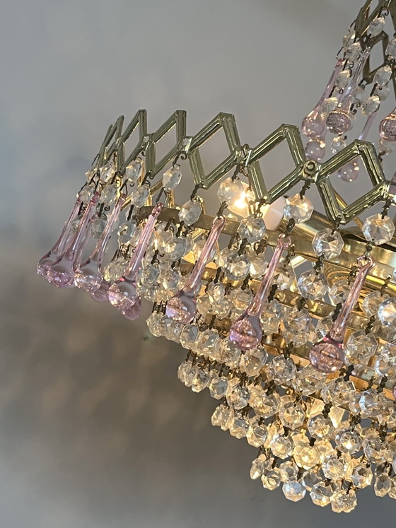 Image 1 of Lustre suspendu vintage des années 1960 en cristal en forme de larme
