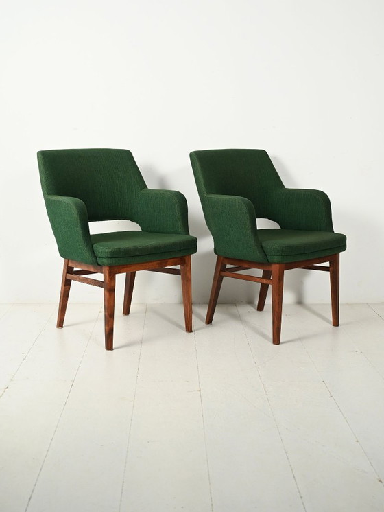 Image 1 of Pair of Green Oslosund armchairs by Kinnarps, 1950s
