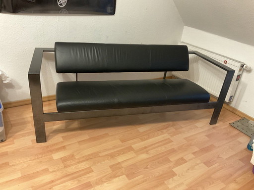 Design sofa leather & steel