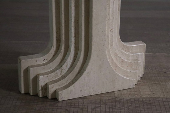 Image 1 of Tavolo da pranzo ovale ‘Argo’ in travertino di Carlo Scarpa per Simon Gavina, anni ’70