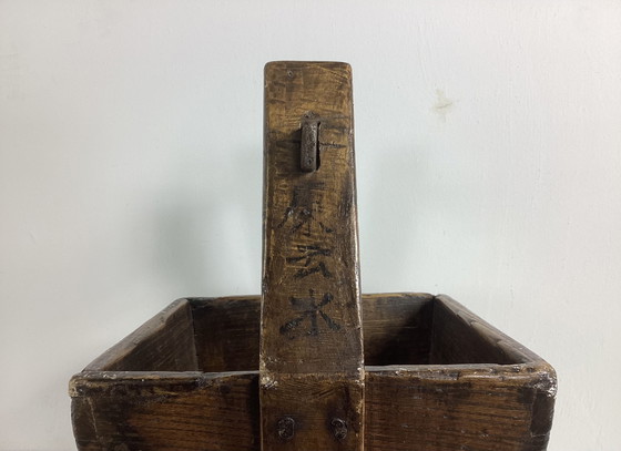 Image 1 of Vintage jaren dertig houten rijst mand kist 