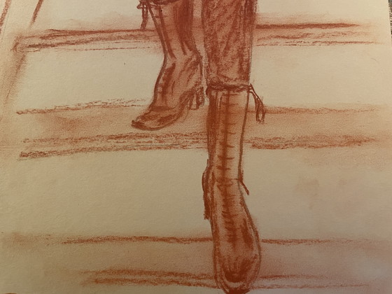 Image 1 of Ritratto femminile firmato su lavagna "Cabaret"