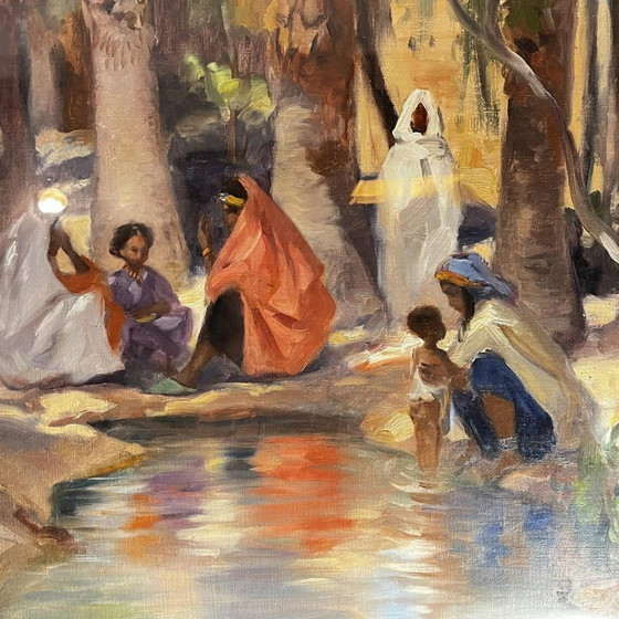 Charles Ernest Smets, Oasis de Tinghir, Maroc, années 1940, Huile sur toile, Encadré – Peintures et dessins (photo 9 of 12)