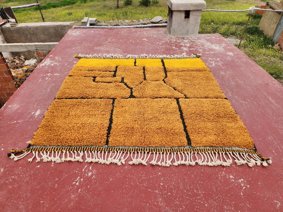Authentic Beni Ouarain Rug 220x212 cm – Natural Ochre Wool – Rugs & carpets, Cotton, Modern (photo 3 of 8)