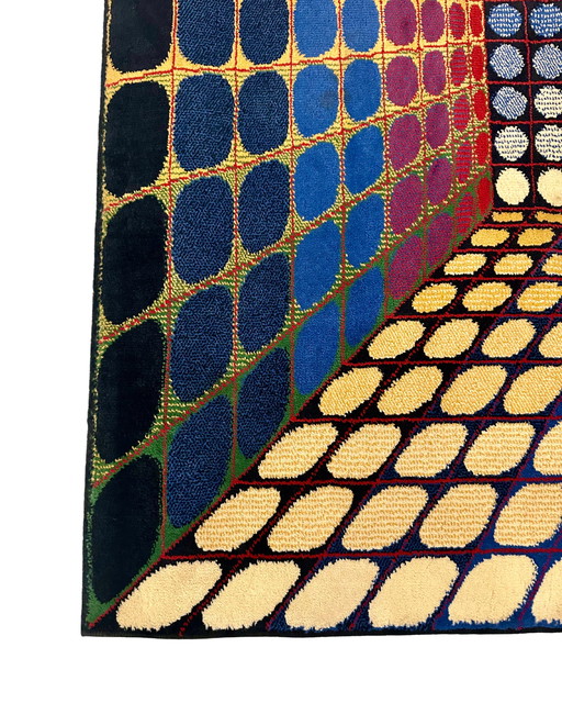 Geometrischer 3D-Op-Art-Teppich im Stil von Victor Vasarely Herkunft: Deutschland, 1970er Jahre