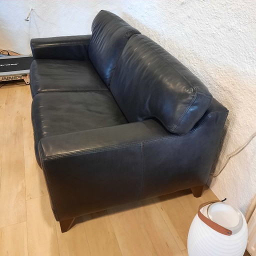 Machalke 2-Seater Sofa, Dark Blue Leather