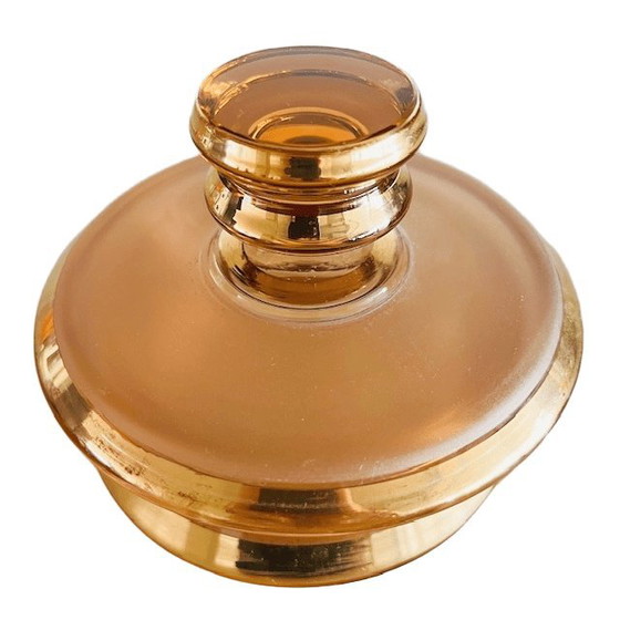 Image 1 of Schmuckkästchen im Art-Deco-Stil, lachsrosa-goldenes Glas, 1950er Jahre