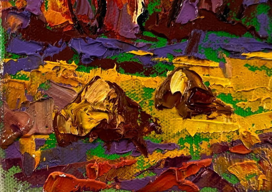 Original Oil Painting Fall Road Landscape Autumn Nature – Paintings & Drawings, Canvas (photo 6 of 8)