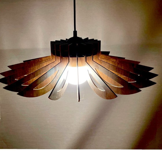 Image 1 of Portugese modulaire houten hanglamp in Scandinavische vintage stijl