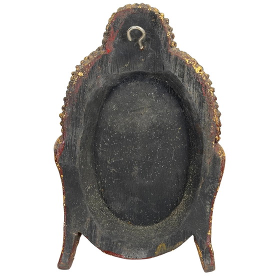 19e-eeuws Birmaans Verguld Houten Boeddha Voorhoofd – Ava Stijl (20.5 cm) – Beeldhouwkunst, Wood, Glass (photo 6 of 6)
