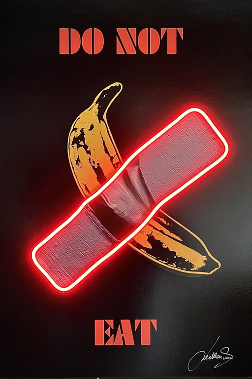 Lámpara de pared LED roja "No te comas este plátano" de Ledmansion
