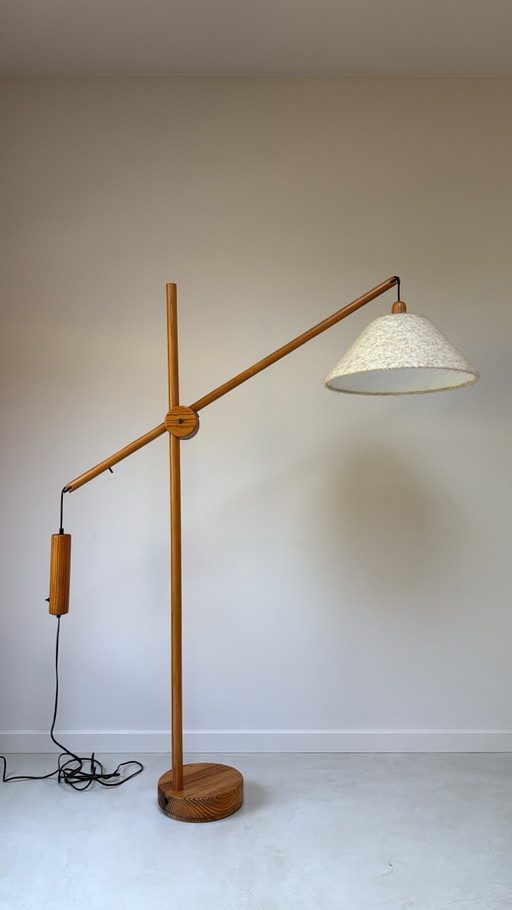 Lampadaire vintage Domus en bois de teck