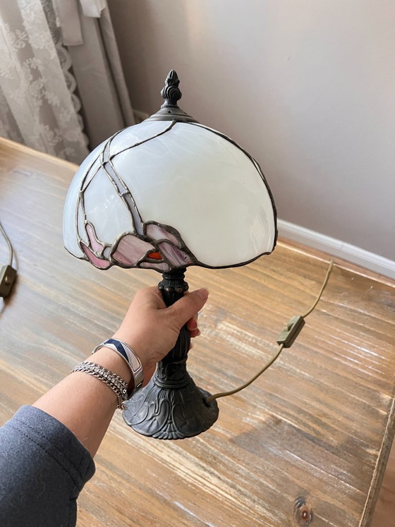 Image 1 of Vintage Tiffany style table lamp, small floor lamp