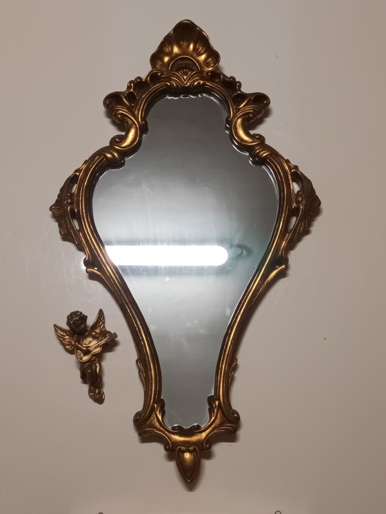 Image 1 of Miroir doré avec console