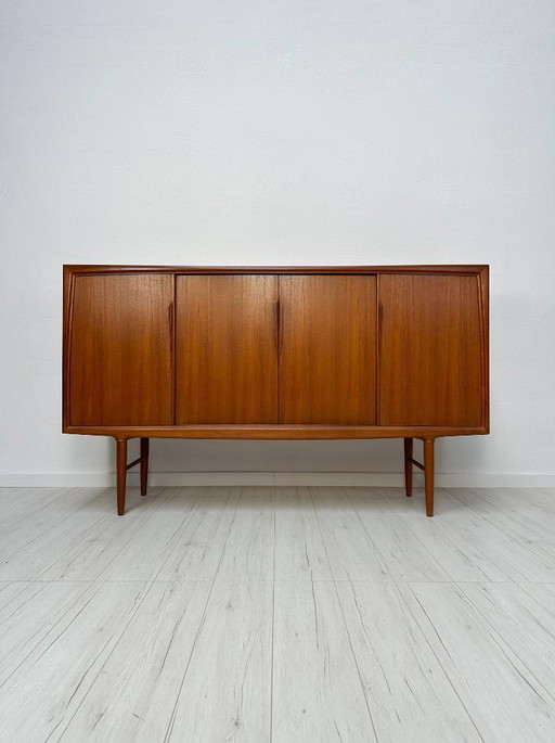 Dänisches Teak-Highboard aus den 1960er Jahren von Axel Christensen für ACO Møbler – Mid-Century-Schrank mit Schiebetüren