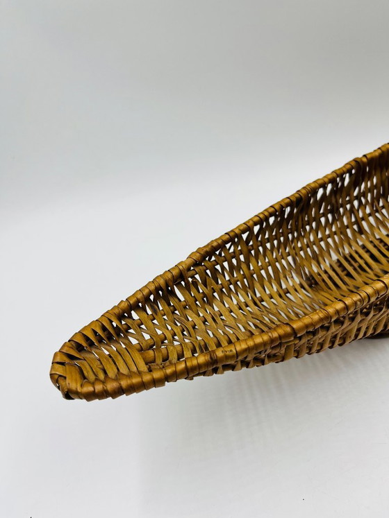 Image 1 of Vintage elongated basket in woven wicker
