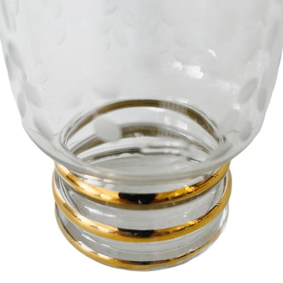 Image 1 of Vaso francese in cristallo acidato con dettagli in oro 1960