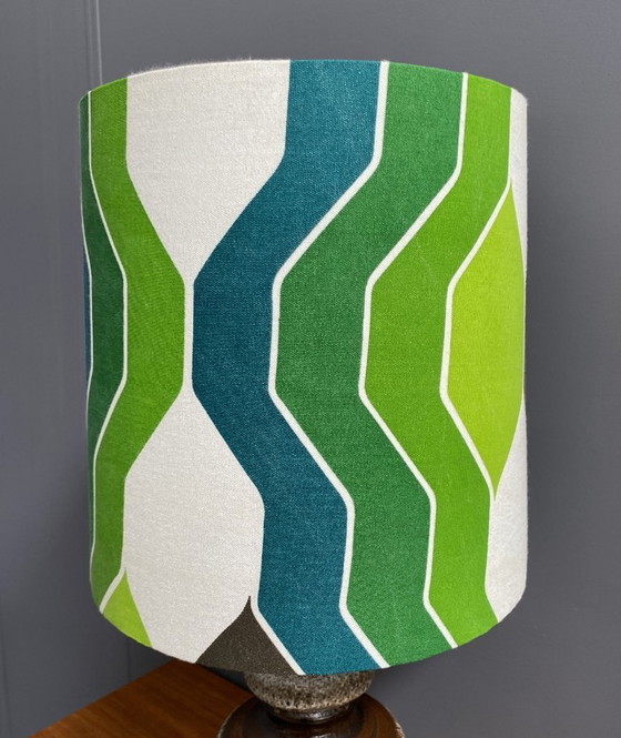 Image 1 of Lampada da tavolo in ceramica con paralume verde di Hustadt-leuchten, anni '70.